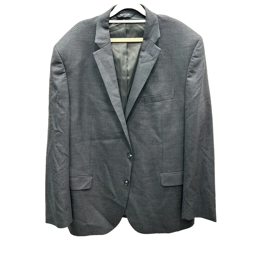 Jos A Bank Traveler‎ Men's 48 Long Gray Wool Stretch Two Button Blazer Jacket